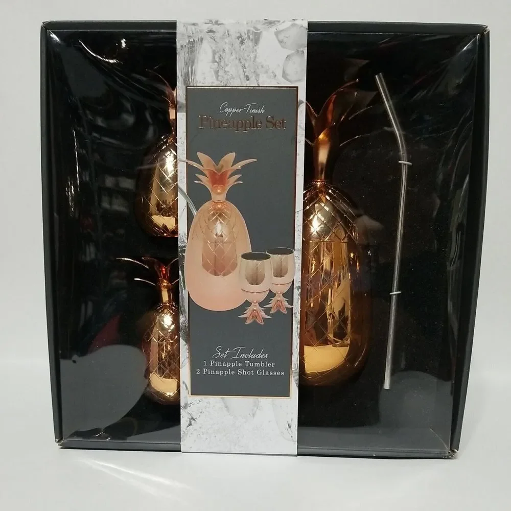 Pineapple Copper Finish Cocktail Tumbler  With Shot glasses‎ Stainless Steel
